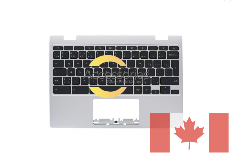 Teclado plateado canadiense Chromebook Asus