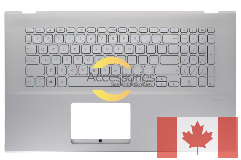 Teclado plateado QWERTY canadiense para Asus VivoBook con top case plateado