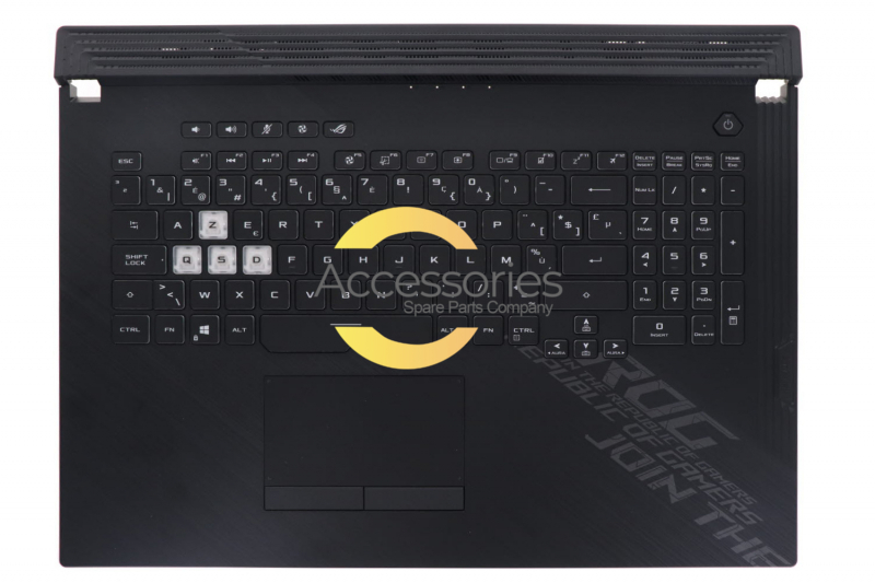 Teclado Asus belga negro ROG retroiluminado.