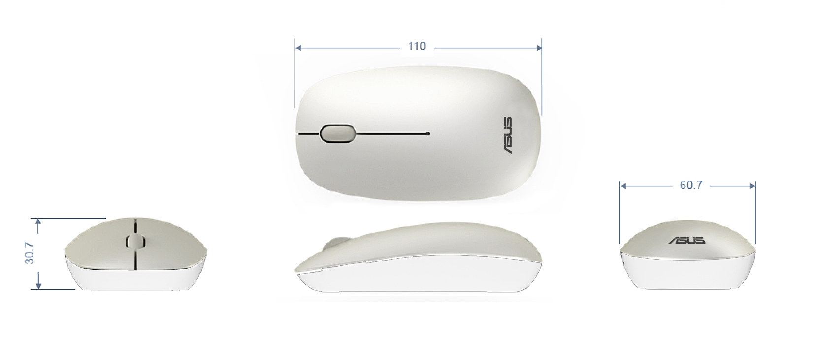 dimension de la souris sans fil MM-5110 Asus